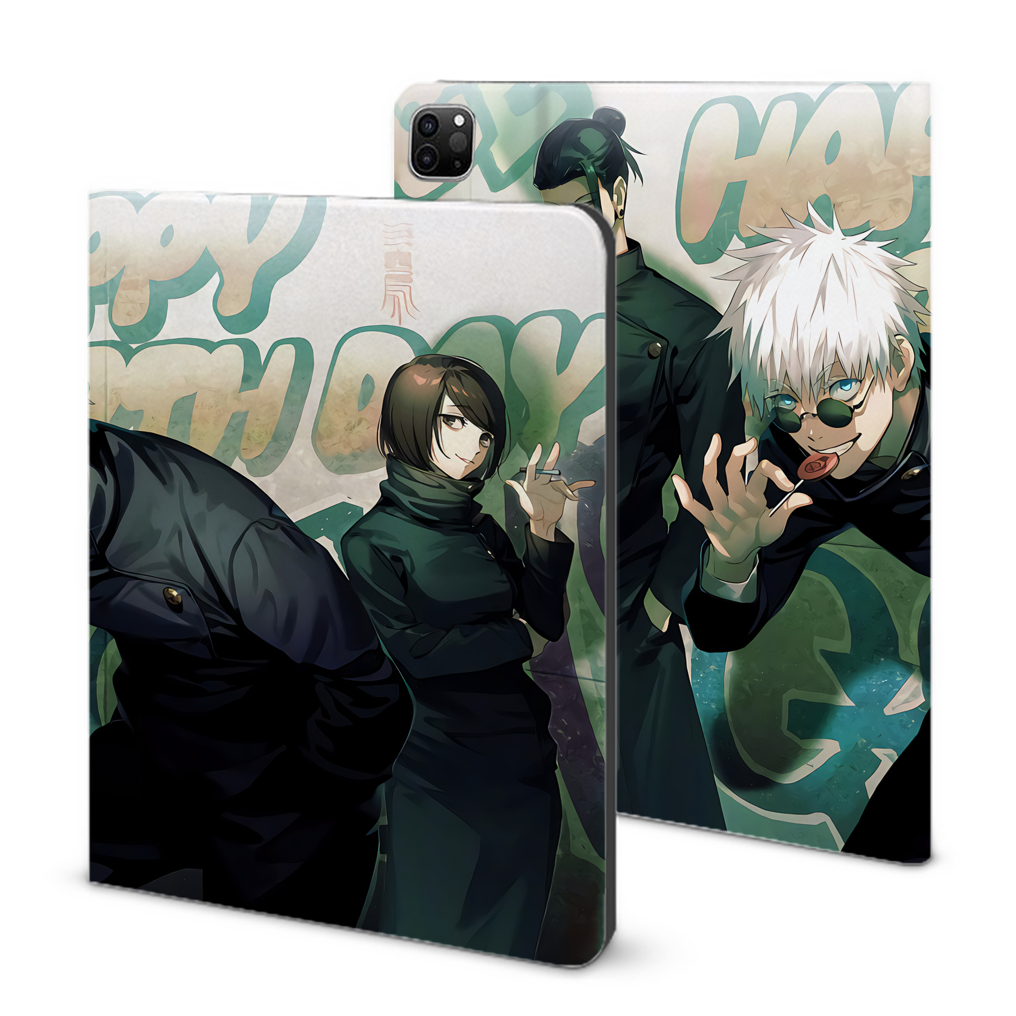 （画像用） 呪術廻戦 Jujutsu Kaisen IPad ケース ブック型 PUレザー TPU 耐衝撃 軽量 薄型 ペン収納なし 全面保護 IPad 各モデル対応